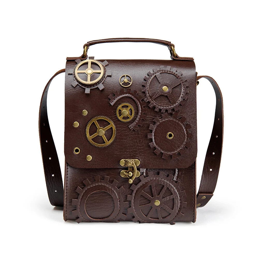 Steampunk Leather Saddle Bag Purse - Lock Buckle Classic - Image 4