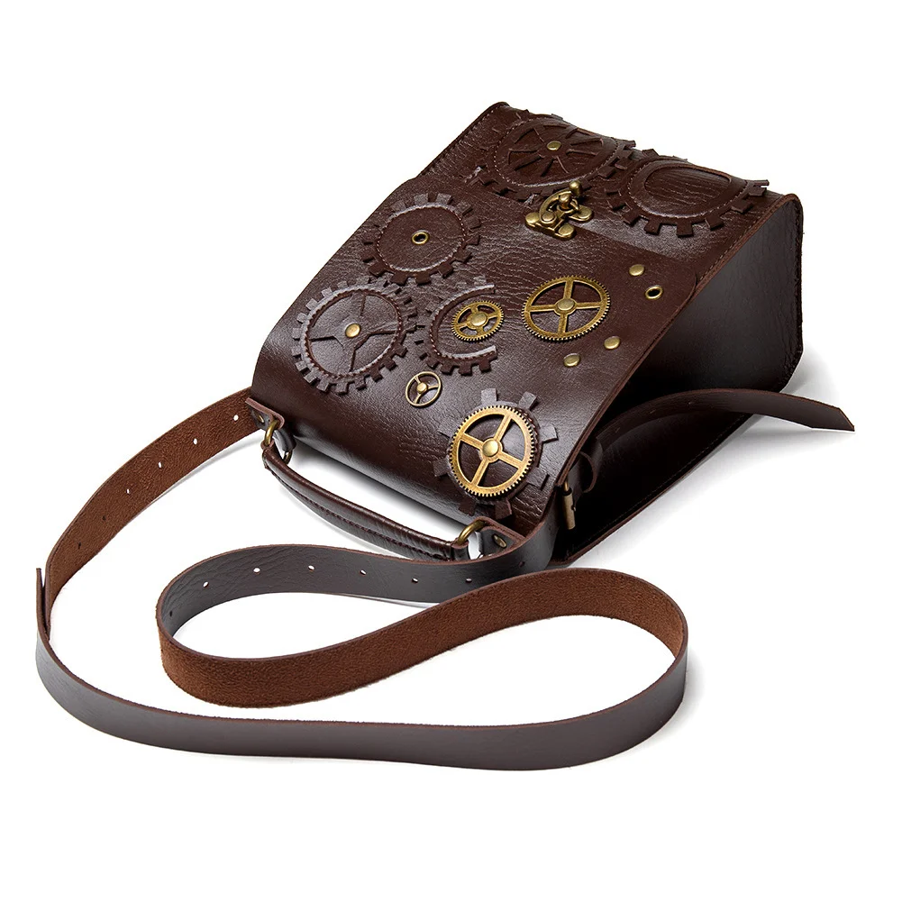 Steampunk Leather Saddle Bag Purse - Lock Buckle Classic - Image 5