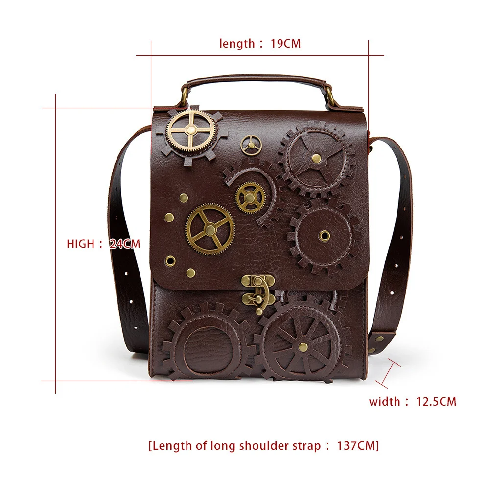 Steampunk Leather Saddle Bag Purse - Lock Buckle Classic - Image 13