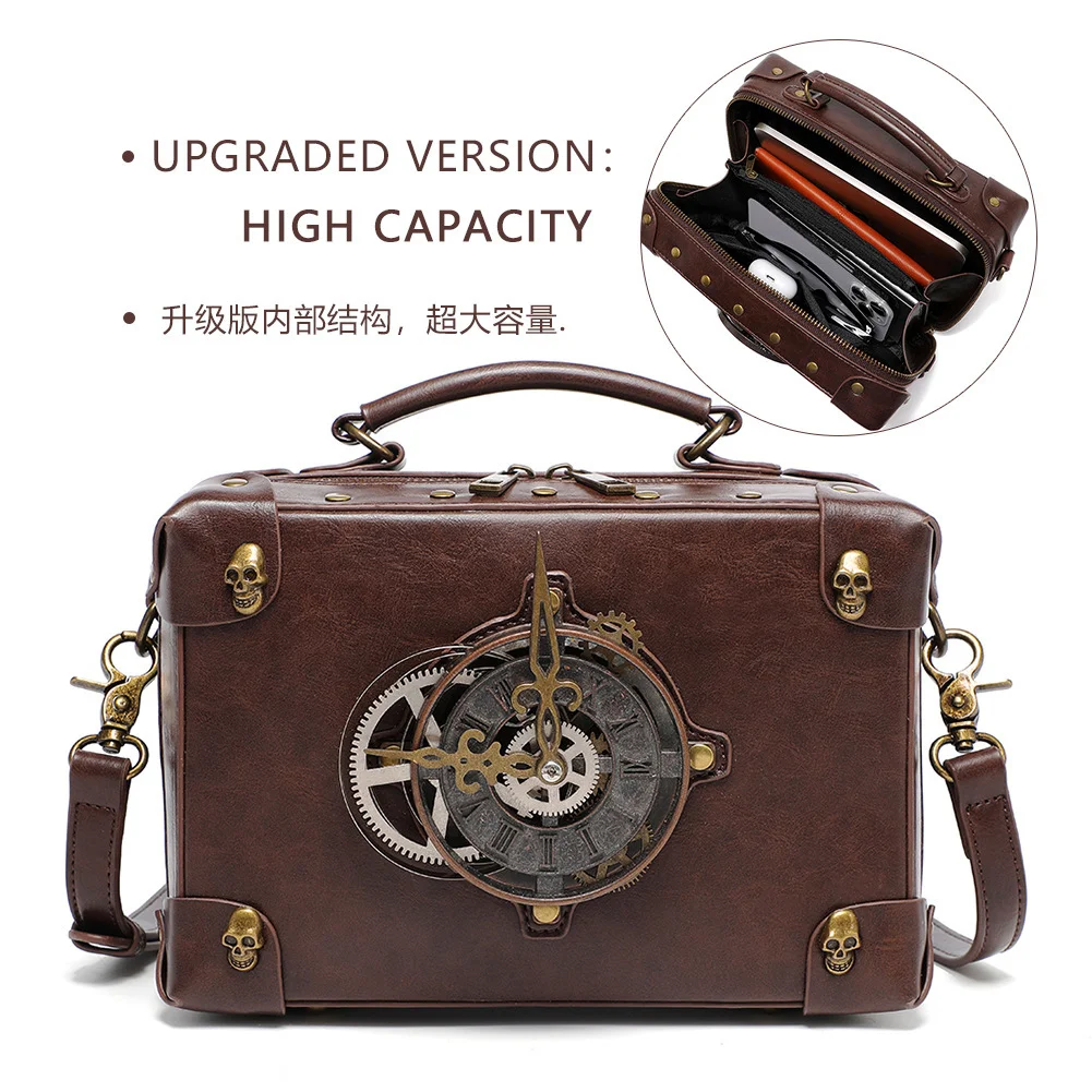 Steampunk Motorcycle Sling Bag - Contrast Rivet Chain - Image 5