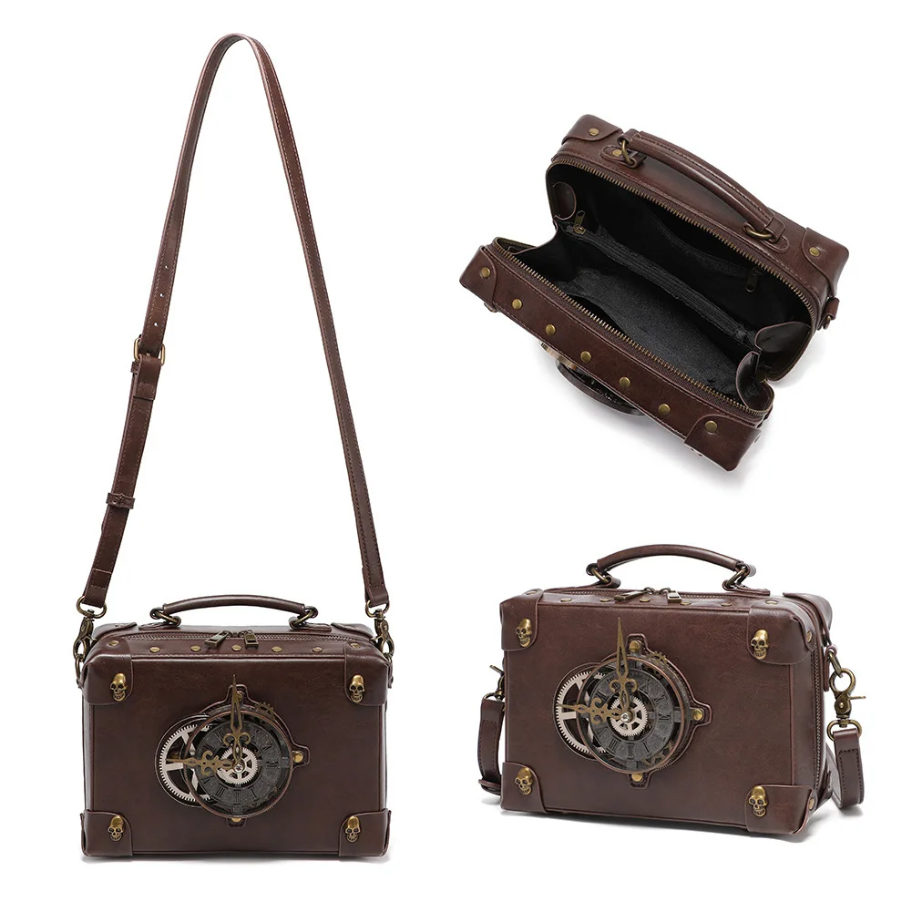 Steampunk Motorcycle Sling Bag - Contrast Rivet Chain - Image 6