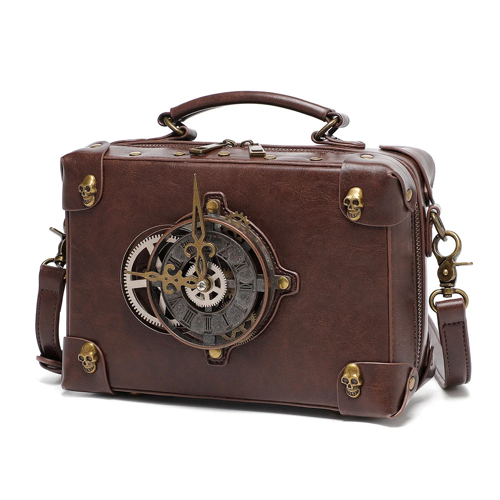 Steampunk Motorcycle Sling Bag - Contrast Rivet Chain - Image 11