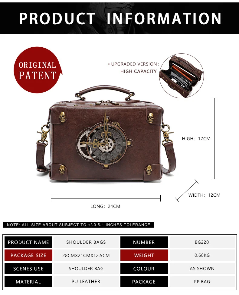 Steampunk Motorcycle Sling Bag - Contrast Rivet Chain - Image 14