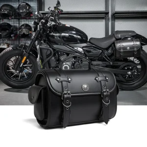 Dyna Saddlebags - Classic Black Leather Motorcycle Bag