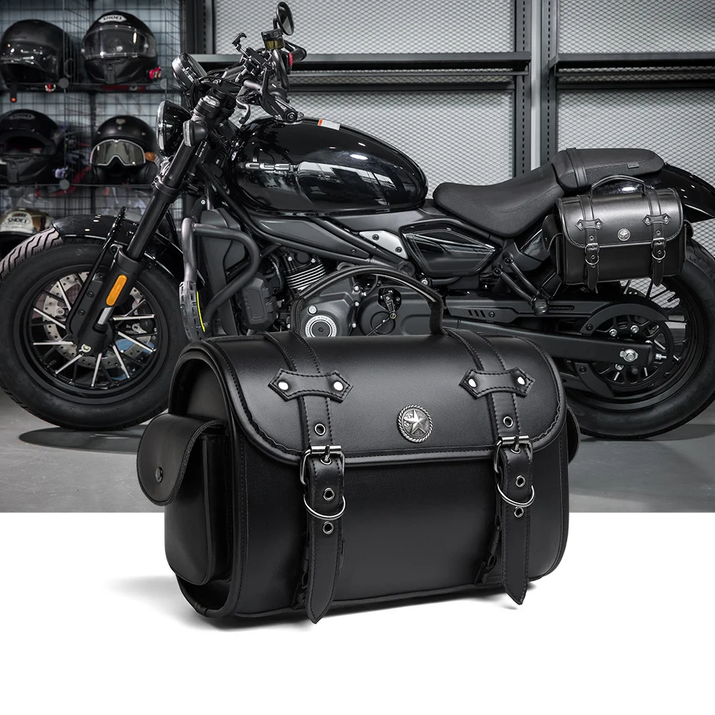 Dyna Saddlebags - Classic Black Leather Motorcycle Bag