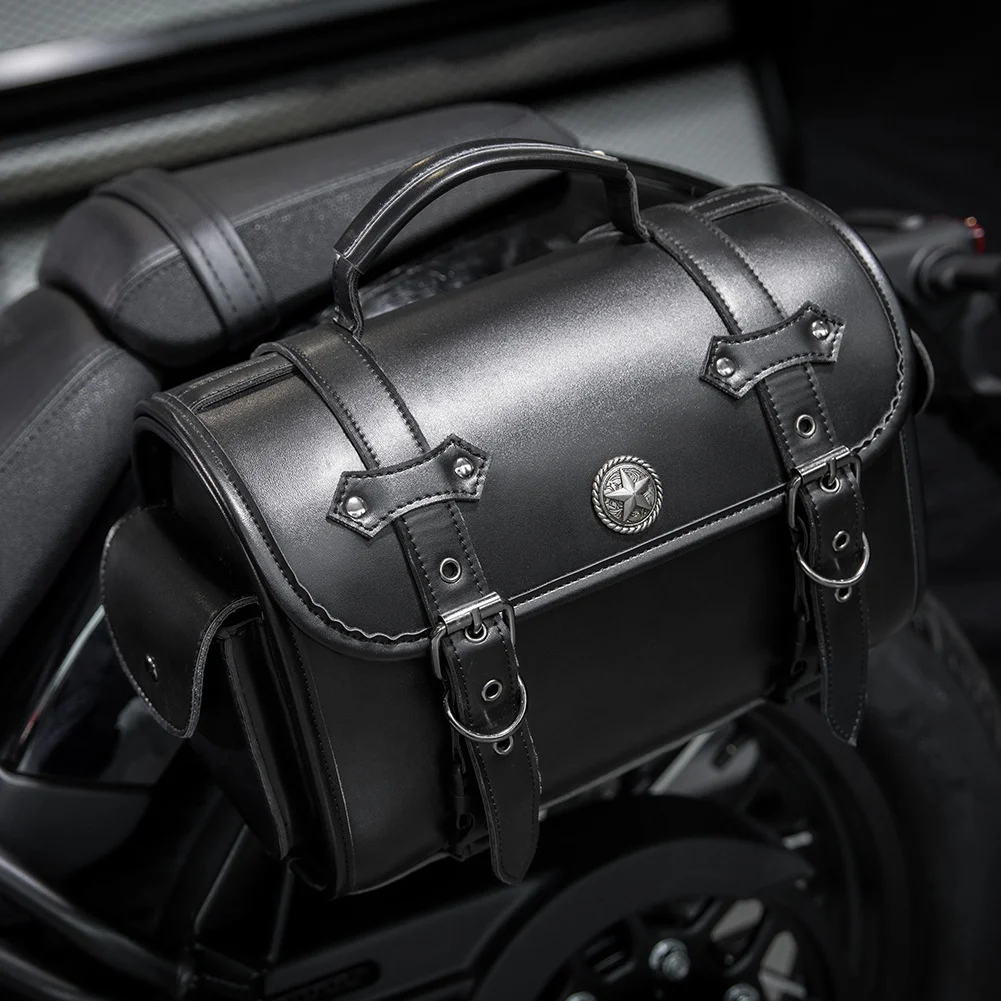 Dyna Saddlebags - Classic Black Leather Motorcycle Bag - Image 3