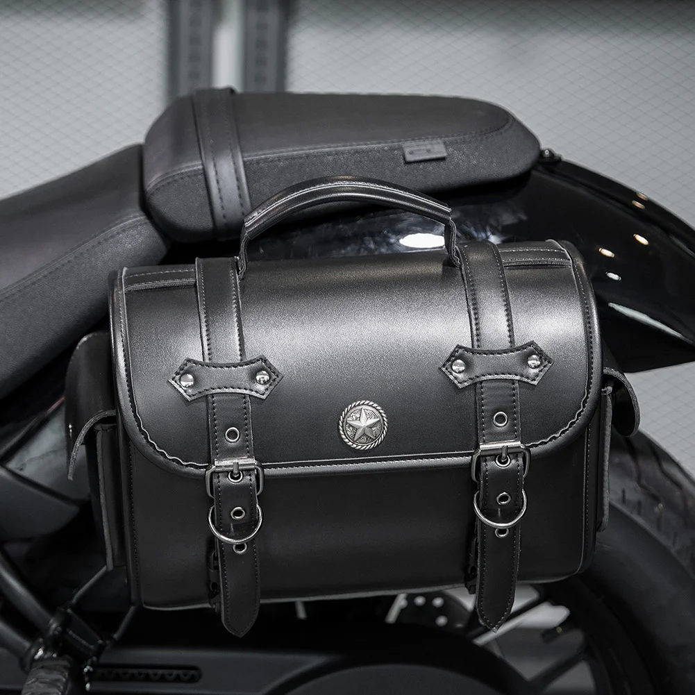 Dyna Saddlebags - Classic Black Leather Motorcycle Bag - Image 8