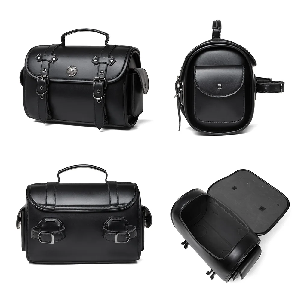 Dyna Saddlebags - Classic Black Leather Motorcycle Bag - Image 9
