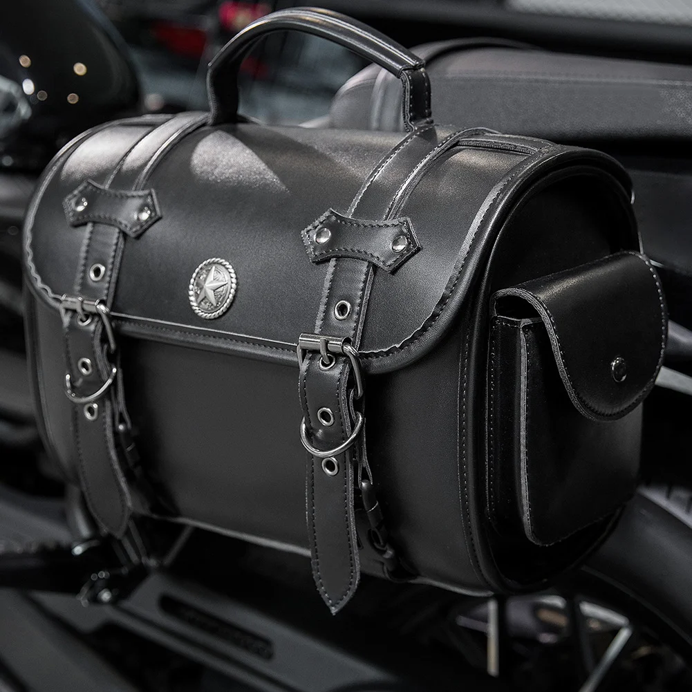 Dyna Saddlebags - Classic Black Leather Motorcycle Bag - Image 10