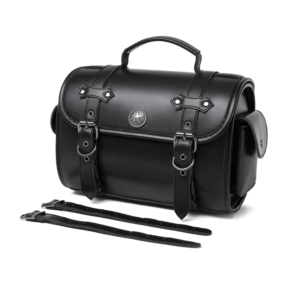 Dyna Saddlebags - Classic Black Leather Motorcycle Bag - Image 12
