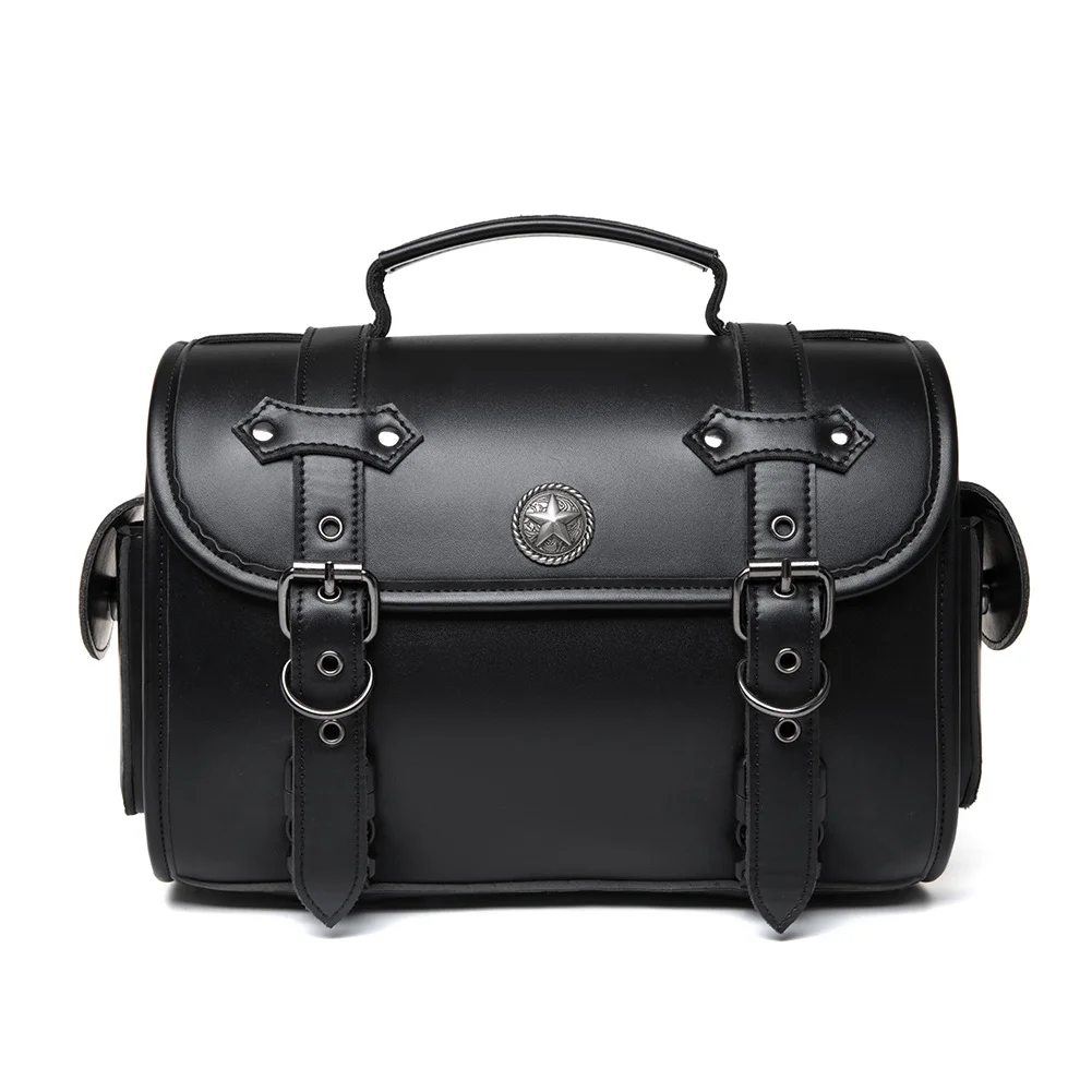 Dyna Saddlebags - Classic Black Leather Motorcycle Bag - Image 14