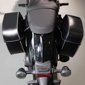 Vintage Leather Saddlebags - Low-Profile Classic Motorcycle Set
