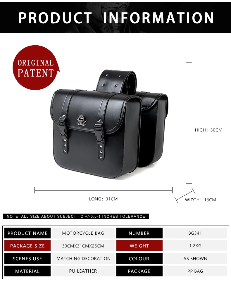 Dyna Saddlebags - Riveted Classic Leather Motorcycle Set - Image 2