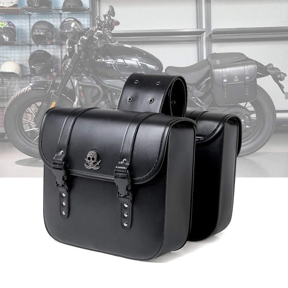 Dyna Saddlebags - Riveted Classic Leather Motorcycle Set - Image 8