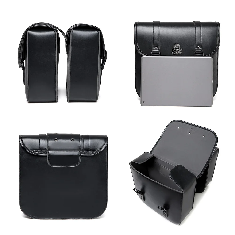 Dyna Saddlebags - Riveted Classic Leather Motorcycle Set - Image 10