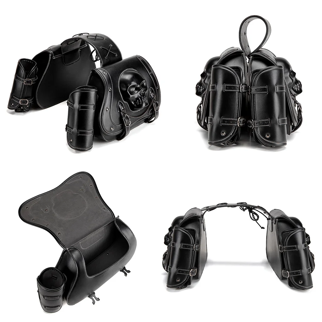 Sportster Saddlebags - Distressed Leather Motorcycle Set - Image 3