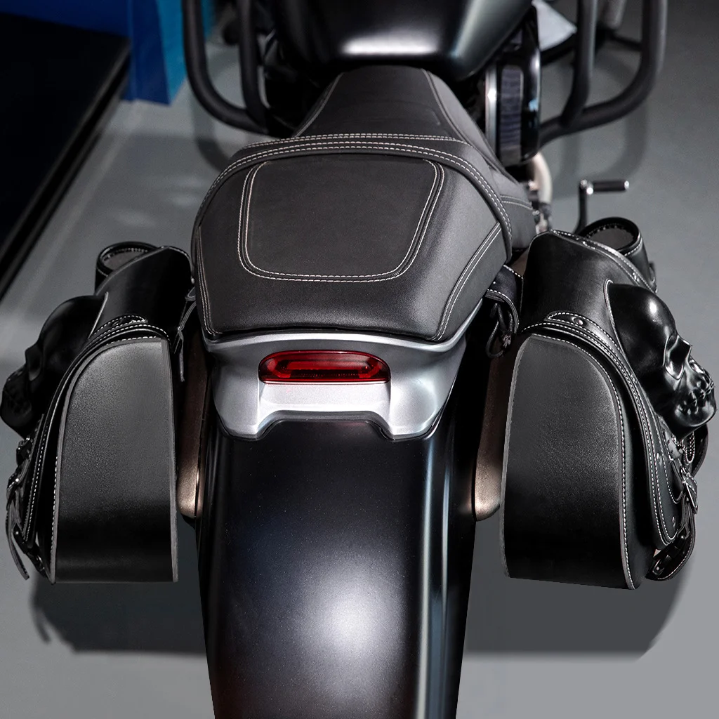 Sportster Saddlebags - Distressed Leather Motorcycle Set - Image 4