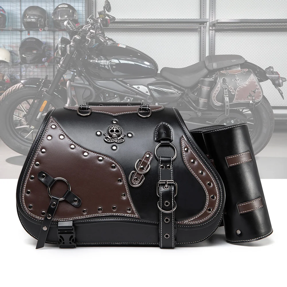 Dyna Saddlebags - Heritage Brown Leather Motorcycle Set - Image 3