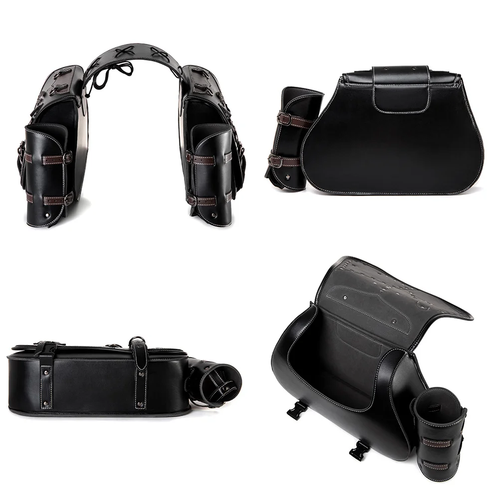 Dyna Saddlebags - Heritage Brown Leather Motorcycle Set - Image 6