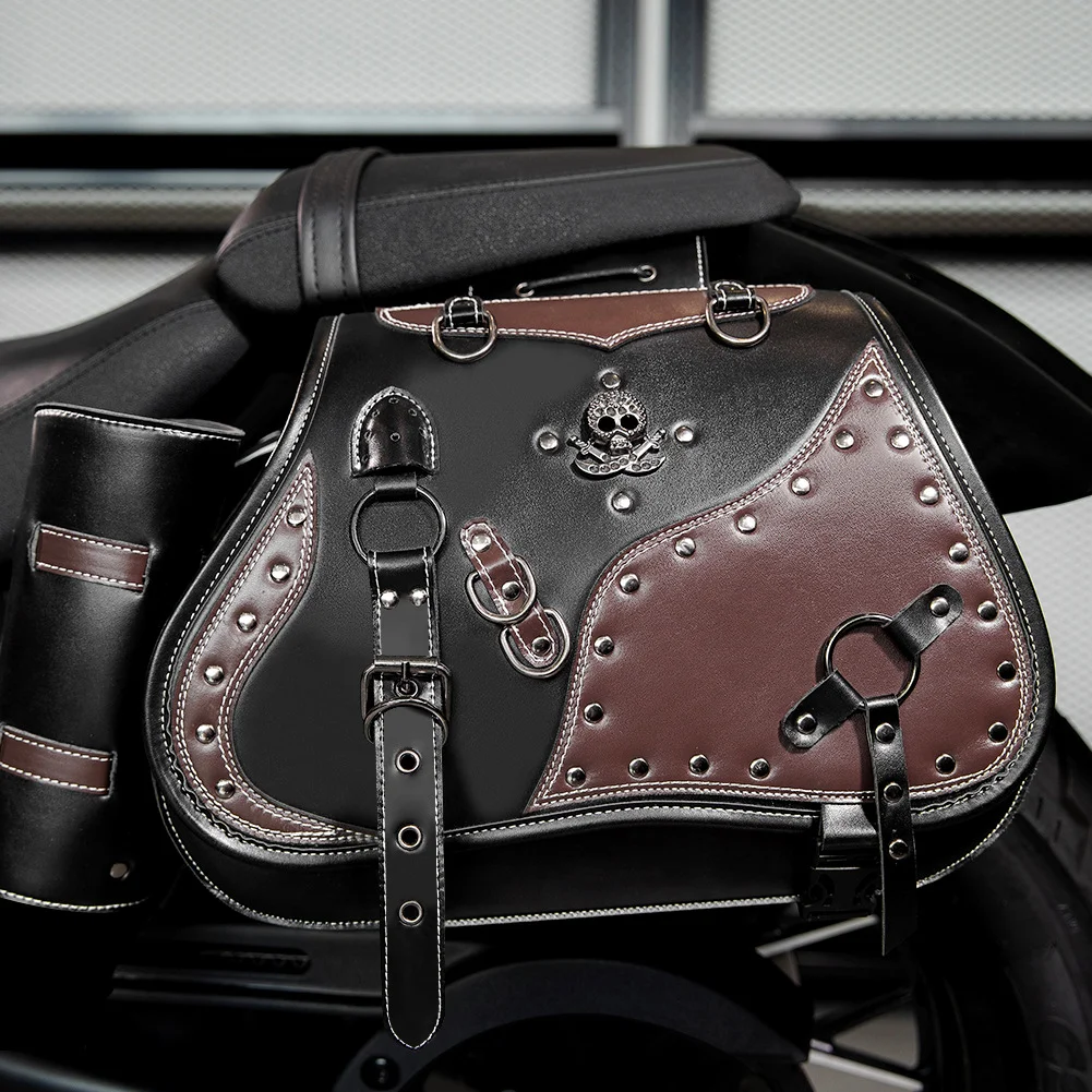 Dyna Saddlebags - Heritage Brown Leather Motorcycle Set - Image 8