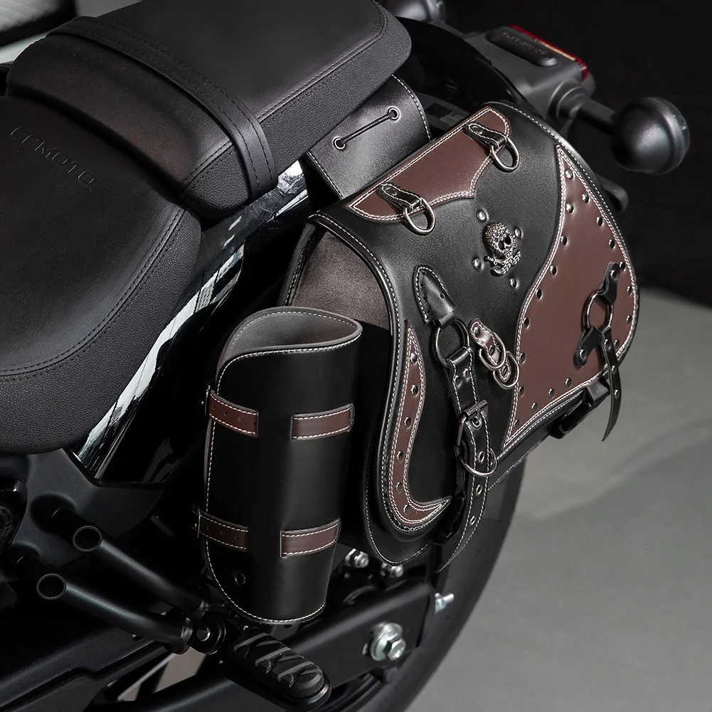 Dyna Saddlebags - Heritage Brown Leather Motorcycle Set - Image 12