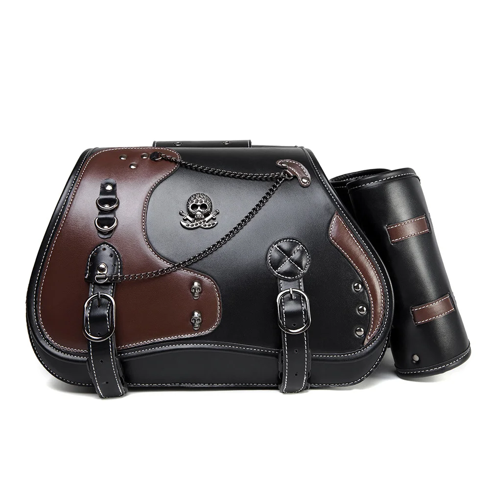 Softail Saddlebags - Retro Series Leather Motorcycle Set - Image 2