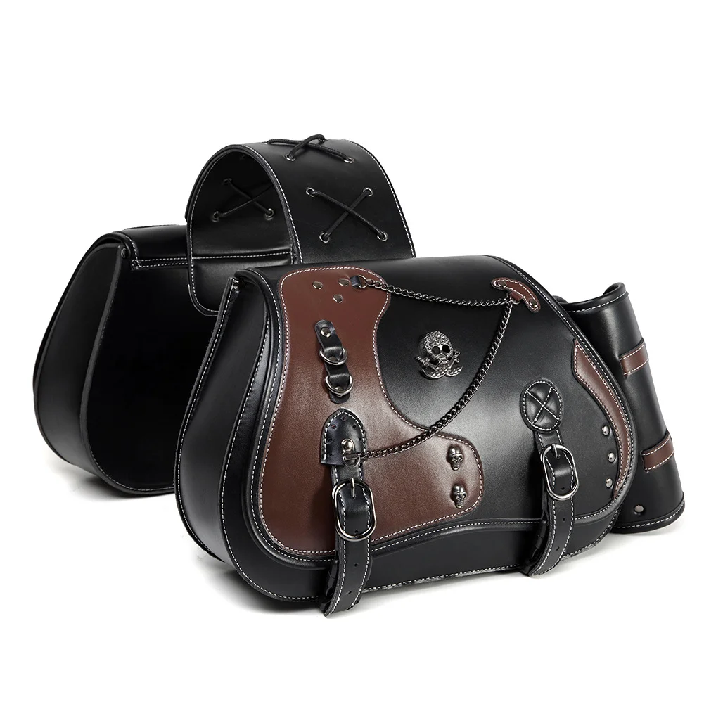 Softail Saddlebags - Retro Series Leather Motorcycle Set - Image 3