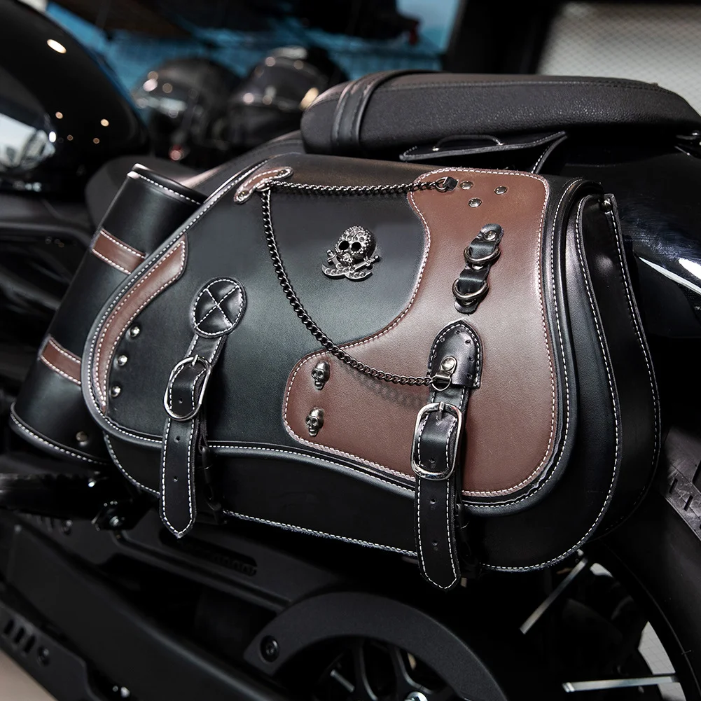 Softail Saddlebags - Retro Series Leather Motorcycle Set - Image 4