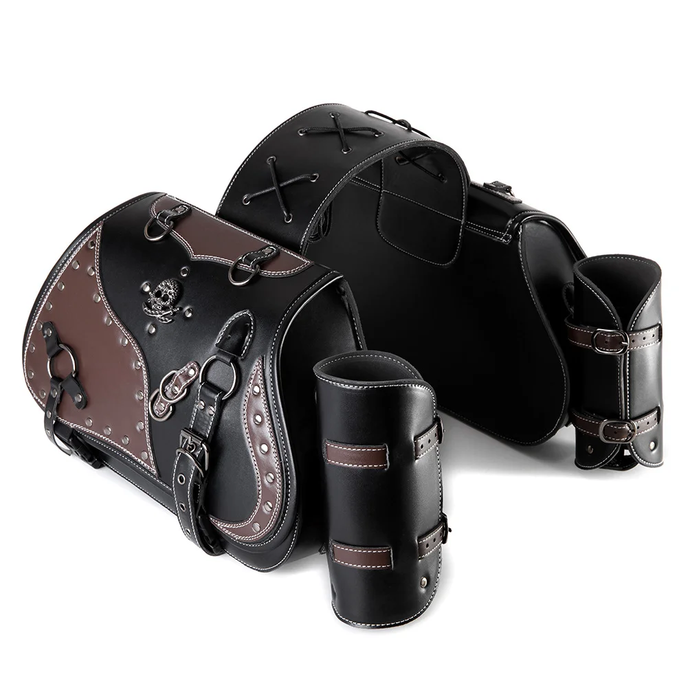 Softail Saddlebags - Retro Series Leather Motorcycle Set - Image 5