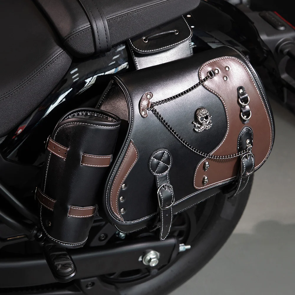 Softail Saddlebags - Retro Series Leather Motorcycle Set - Image 6