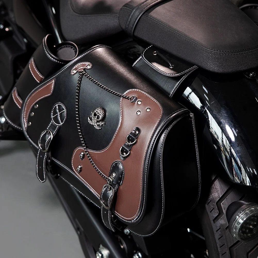 Softail Saddlebags - Retro Series Leather Motorcycle Set - Image 7