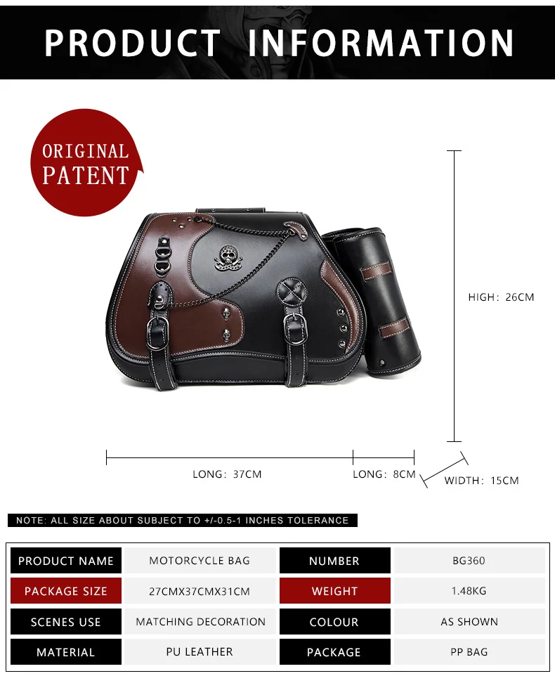 Softail Saddlebags - Retro Series Leather Motorcycle Set - Image 9