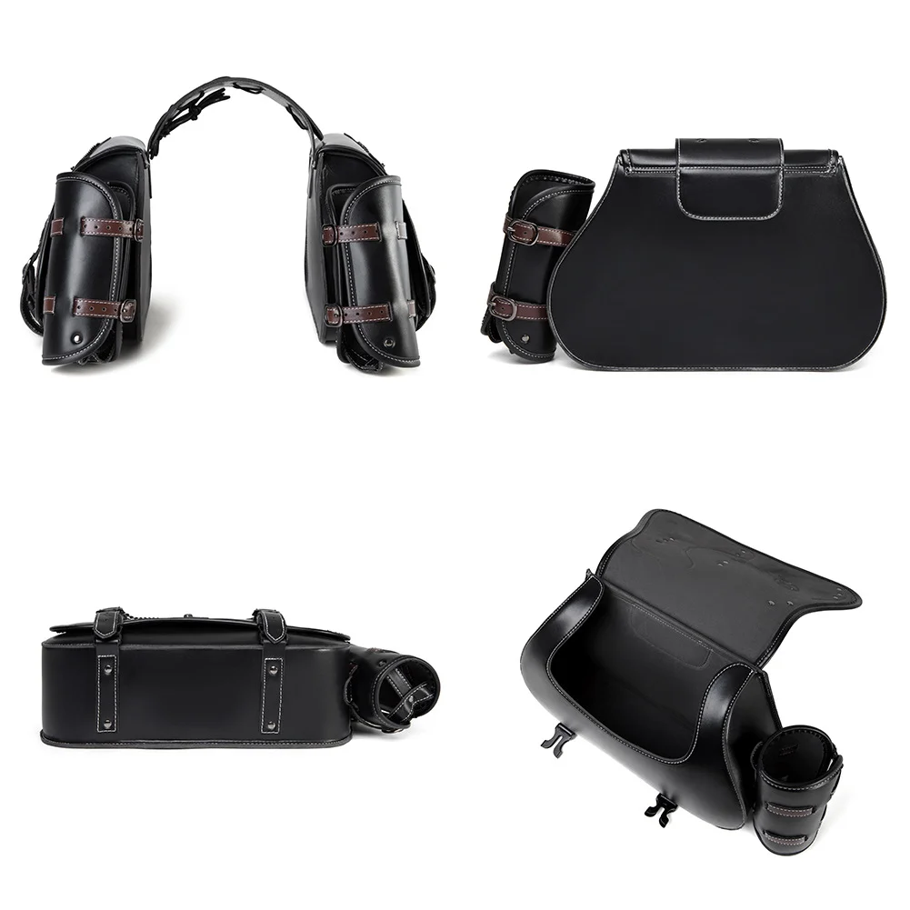 Softail Saddlebags - Retro Series Leather Motorcycle Set - Image 11