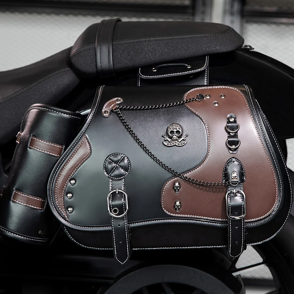 Softail Saddlebags - Retro Series Leather Motorcycle Set - Image 12