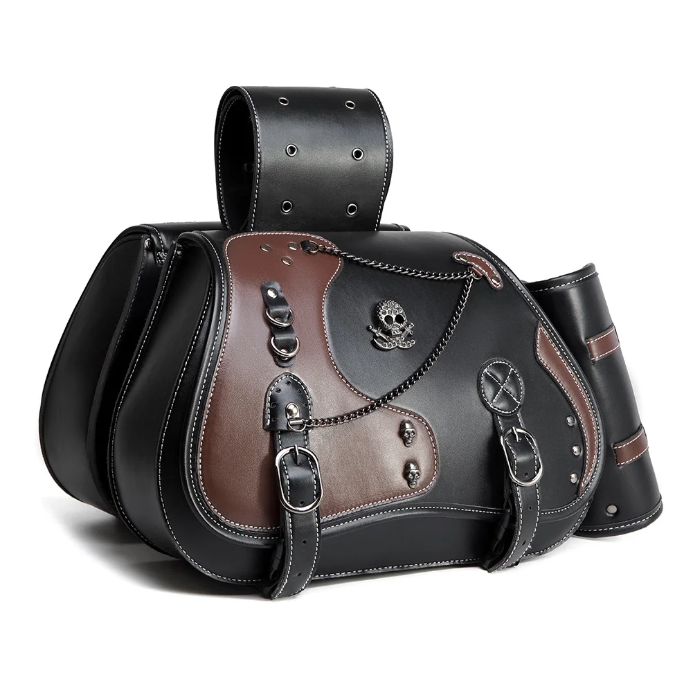 Softail Saddlebags - Retro Series Leather Motorcycle Set - Image 15