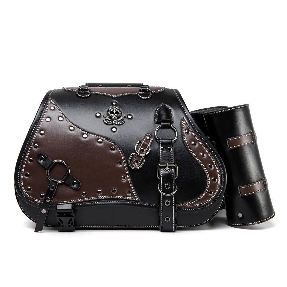 Softail Saddlebags - Retro Series Leather Motorcycle Set - Image 18