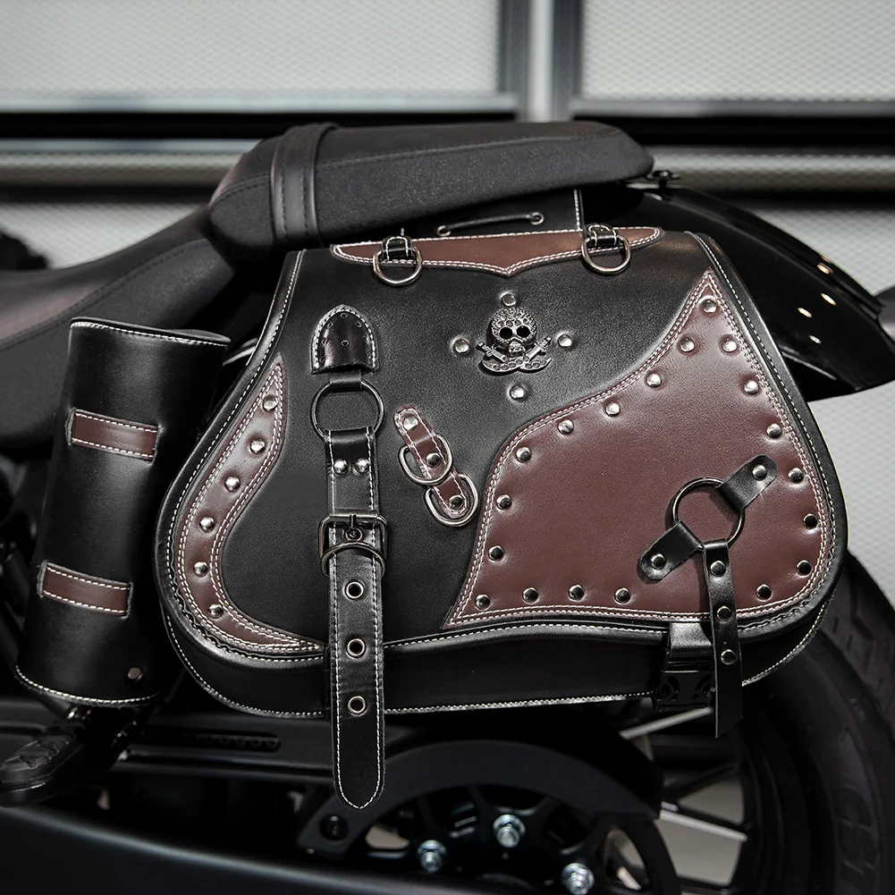 Softail Saddlebags - Retro Series Leather Motorcycle Set - Image 19