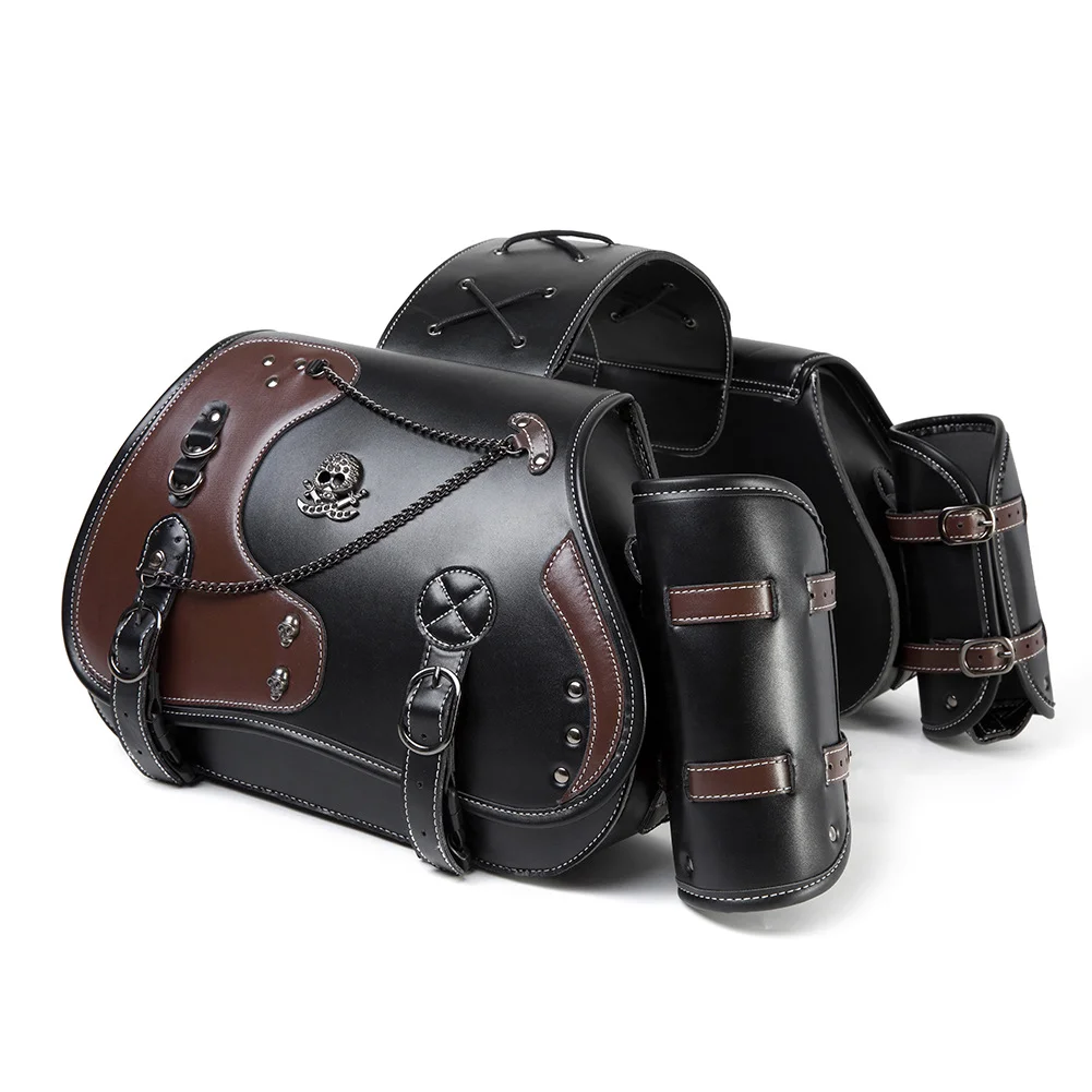 Softail Saddlebags - Retro Series Leather Motorcycle Set - Image 22