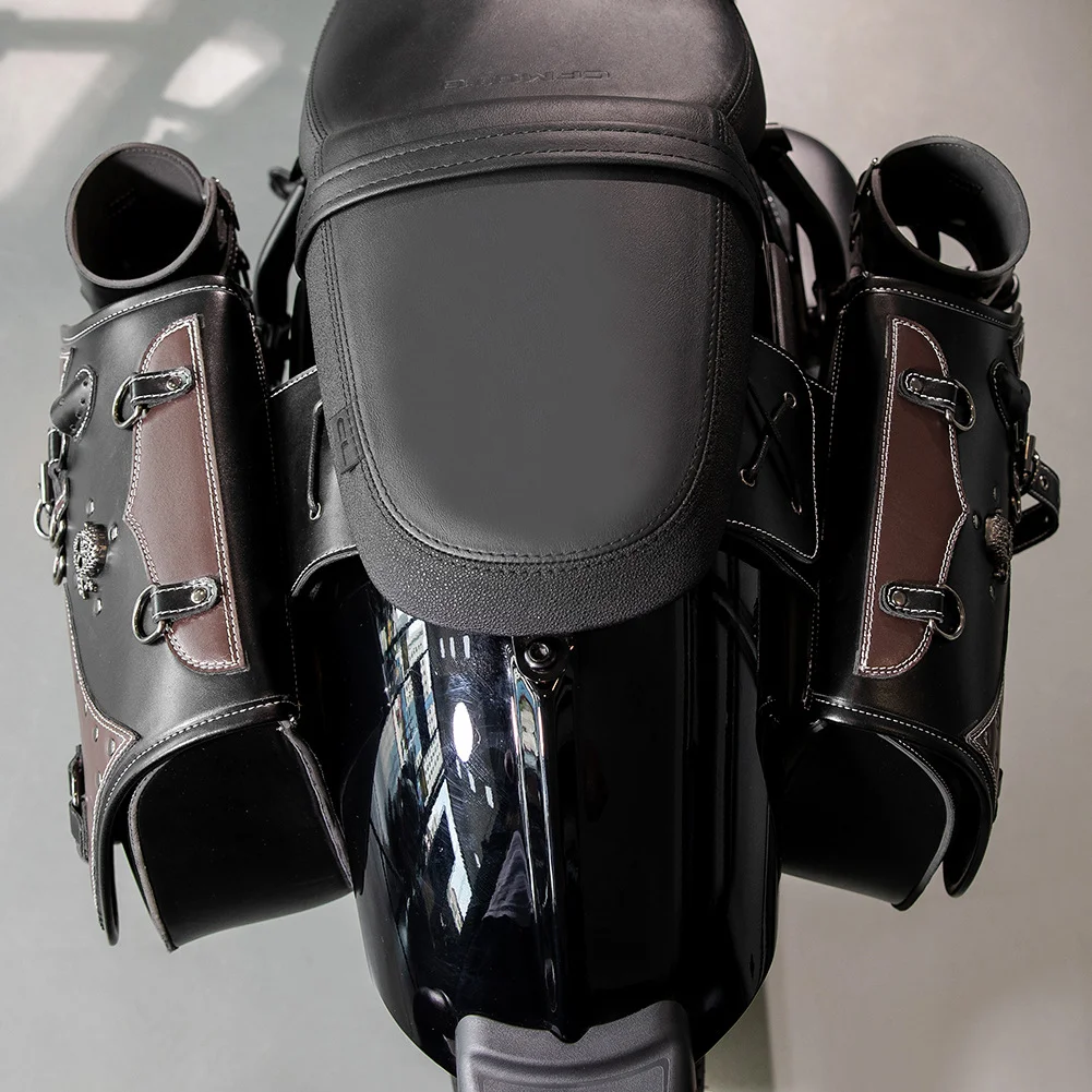 Softail Saddlebags - Retro Series Leather Motorcycle Set - Image 23