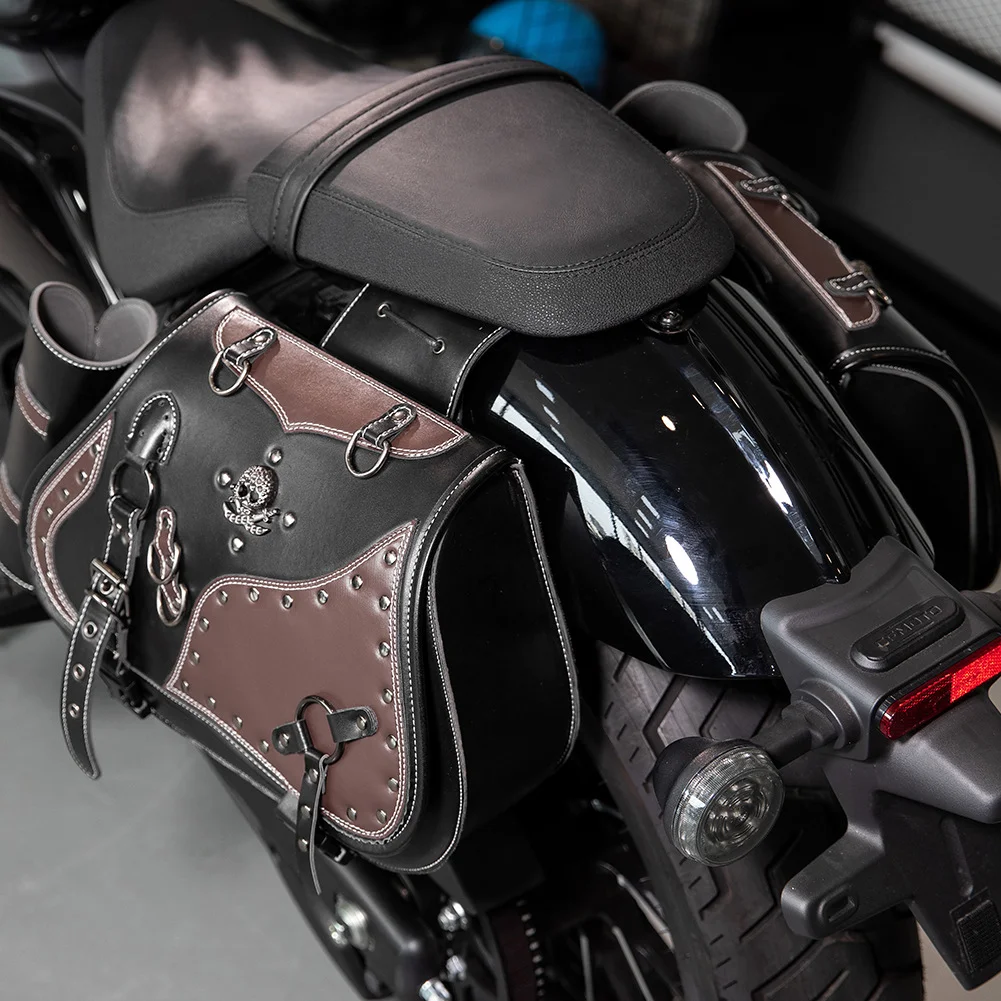 Softail Saddlebags - Retro Series Leather Motorcycle Set - Image 24