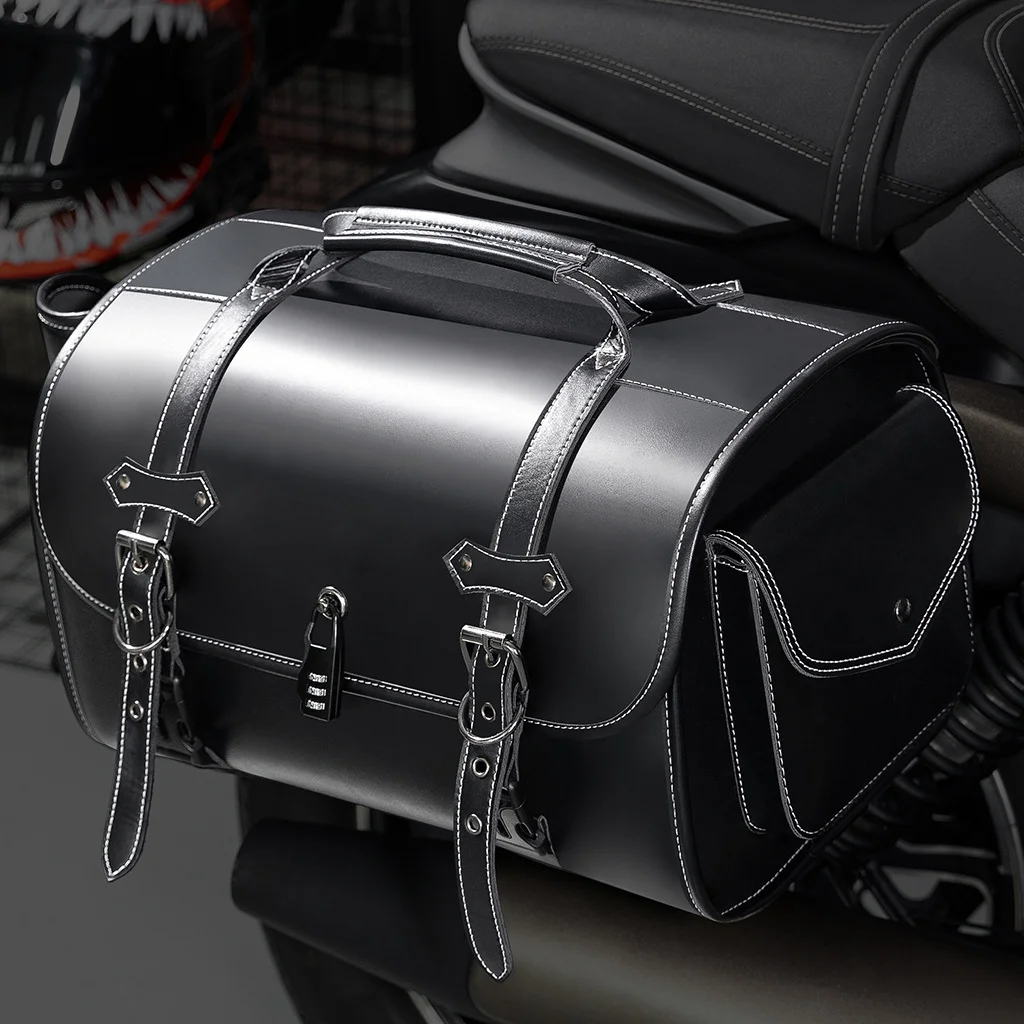 Softail Saddlebags - XL Expedition Leather Motorcycle Bag - Image 5