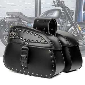 Vintage Leather Saddlebags - Combo Lock Security Set