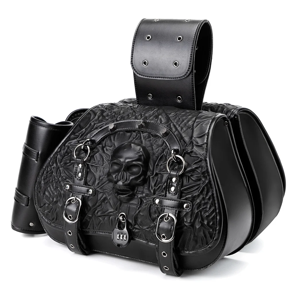 Softail Saddlebags - Anti-Theft Security Leather Bag Set - Image 8