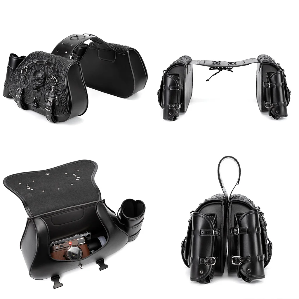 Softail Saddlebags - Anti-Theft Security Leather Bag Set - Image 3