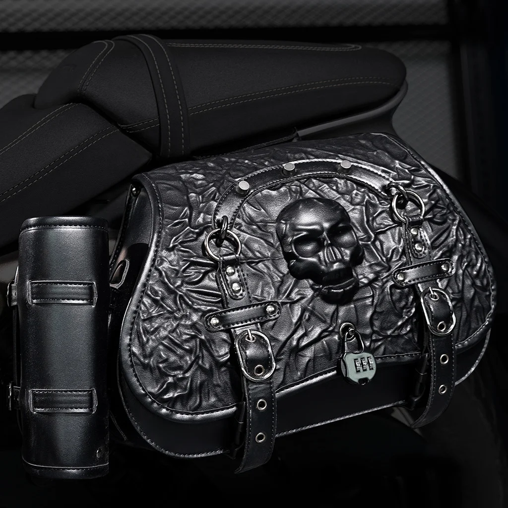 Softail Saddlebags - Anti-Theft Security Leather Bag Set - Image 9