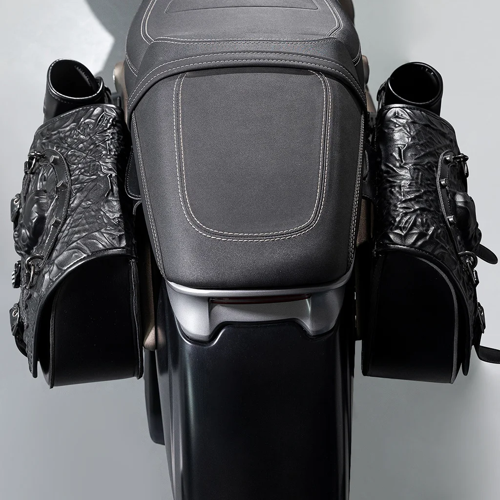 Softail Saddlebags - Anti-Theft Security Leather Bag Set - Image 2