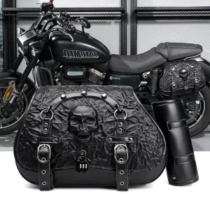 Softail Saddlebags - Anti-Theft Security Leather Bag Set