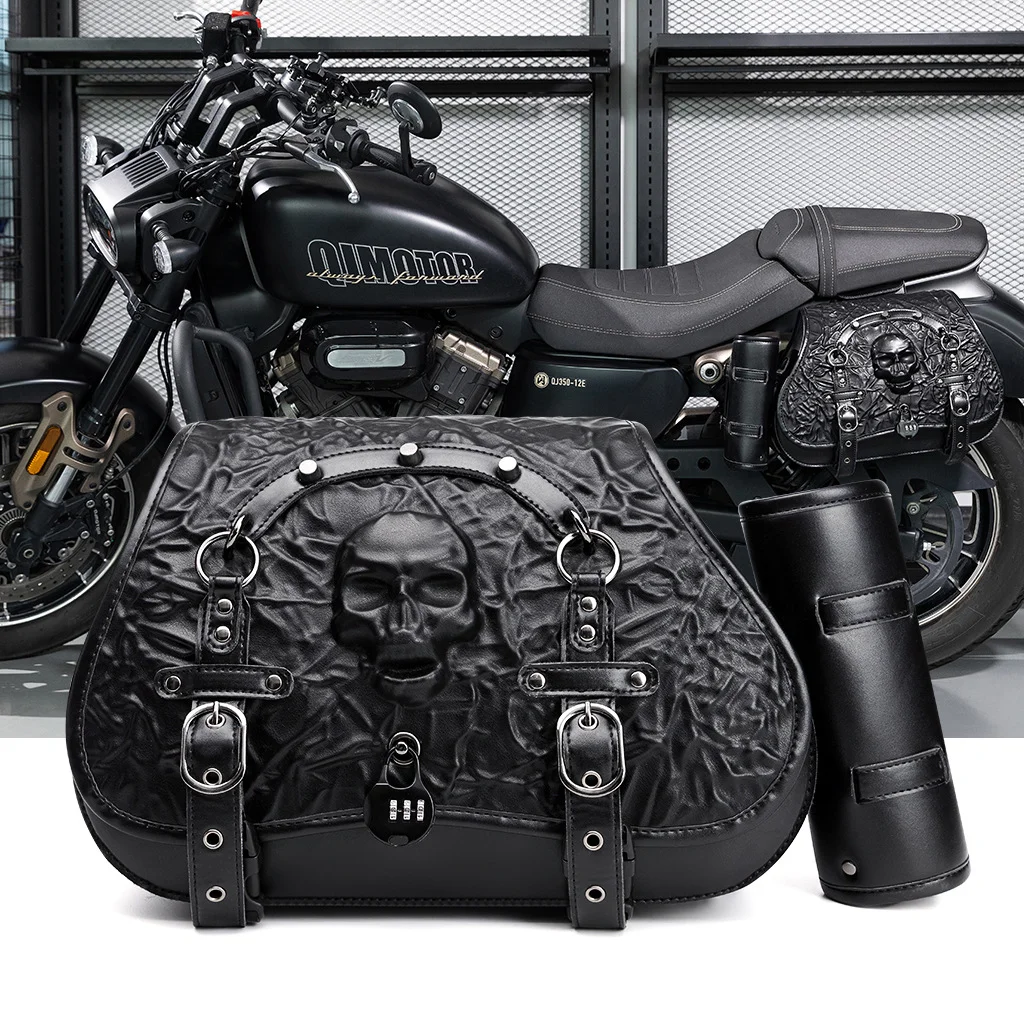 Softail Saddlebags - Anti-Theft Security Leather Bag Set
