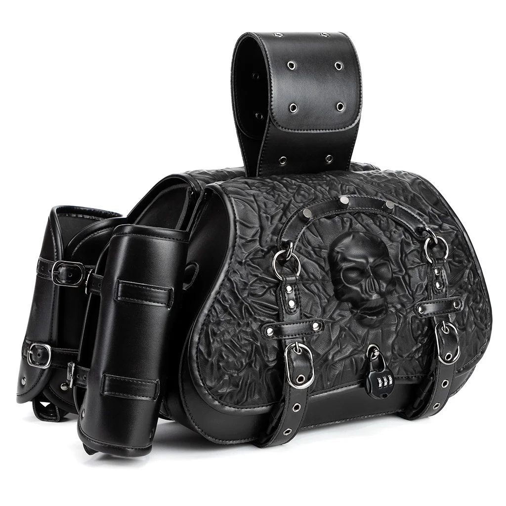 Softail Saddlebags - Anti-Theft Security Leather Bag Set - Image 11