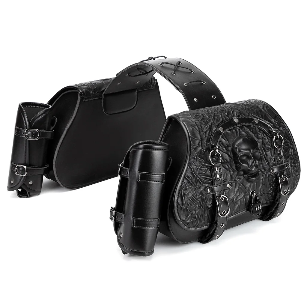Softail Saddlebags - Anti-Theft Security Leather Bag Set - Image 13
